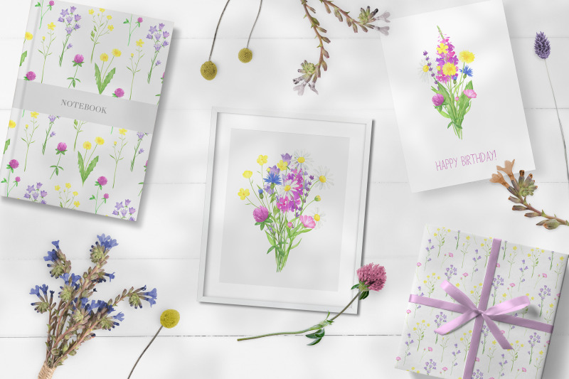 summer-wildflowers-watercolor-collection