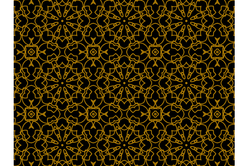 pattern-gold-batik-motive-flowers