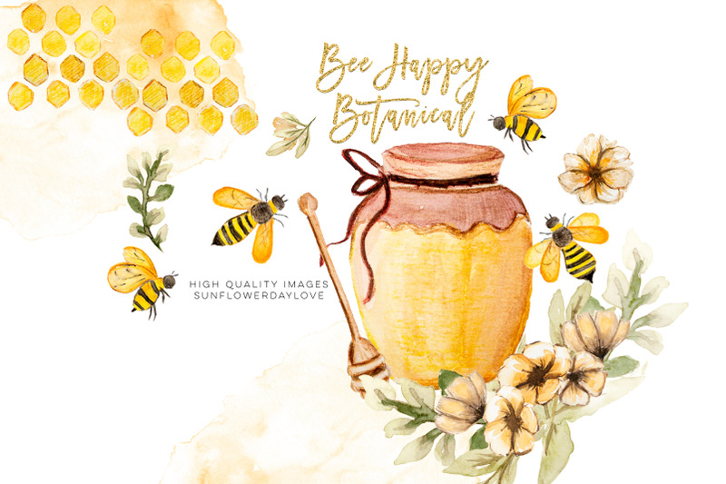 honey-clipart-watercolor-bee-clipart-watercolor-clipart