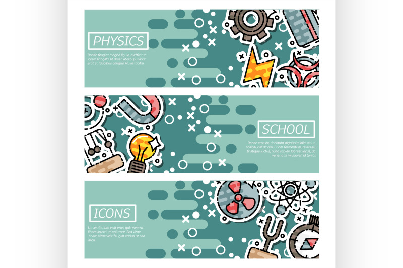 set-of-horizontal-banners-about-physics