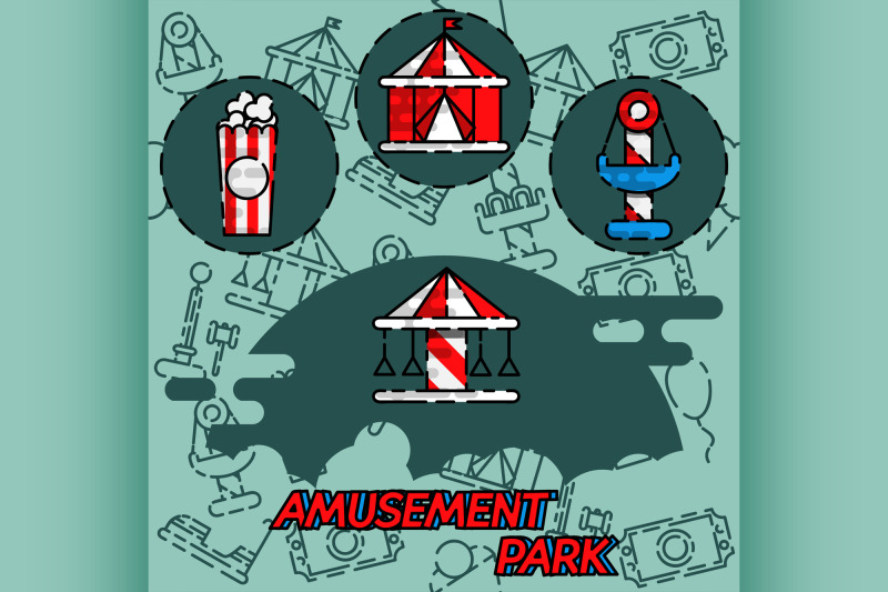 amusement-park-flat-concept-icons