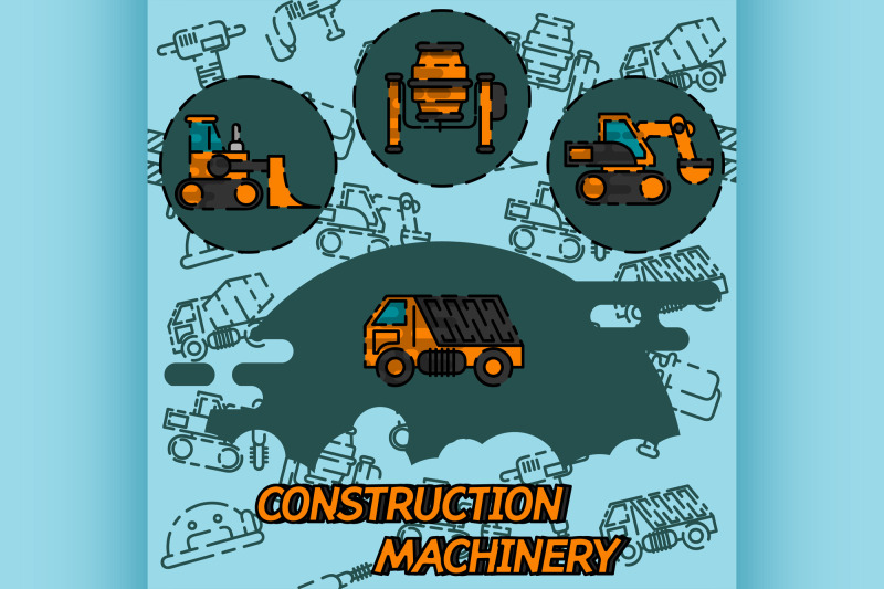 construction-machinery-flat-concept-icons