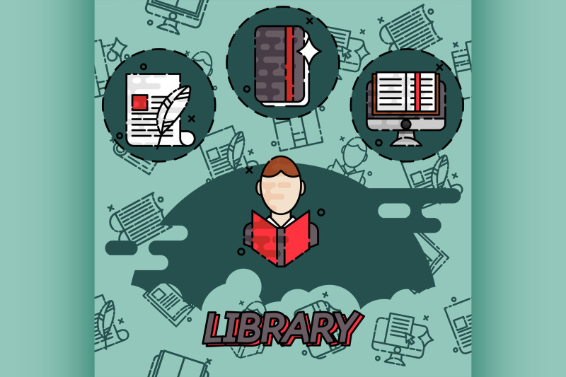 library-flat-concept-icons