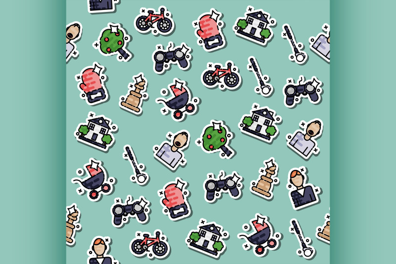 fatherhood-icons-set-pattern