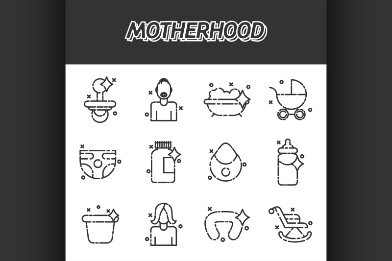 motherhood-flat-icons-set