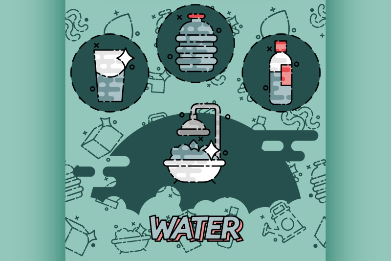 water-flat-concept-icons