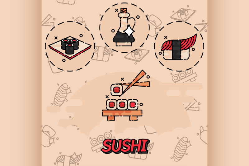 sushi-flat-concept-icons