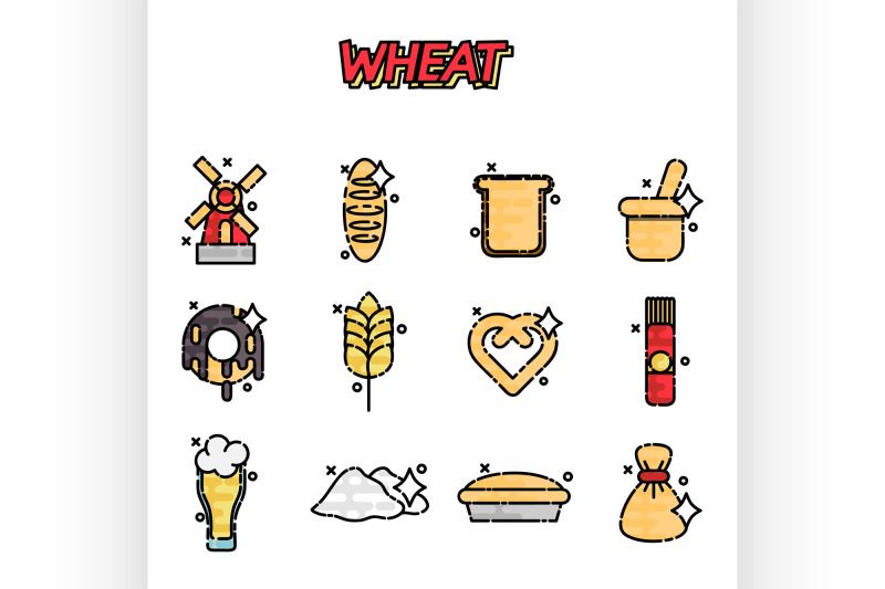 wheat-flat-cartoon-icons