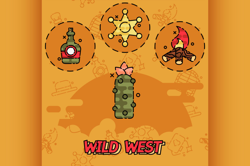 wild-west-flat-concept-icons