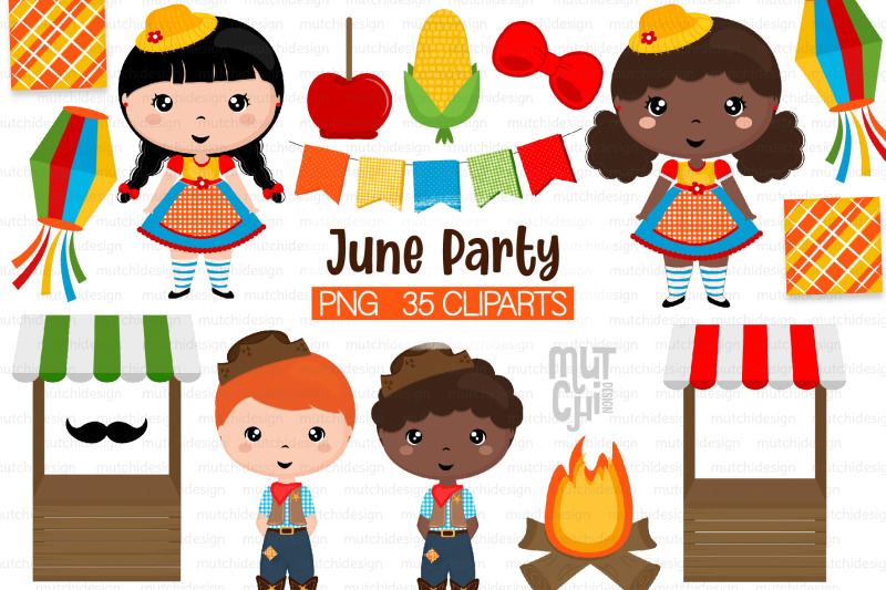 june-party-clipart-set