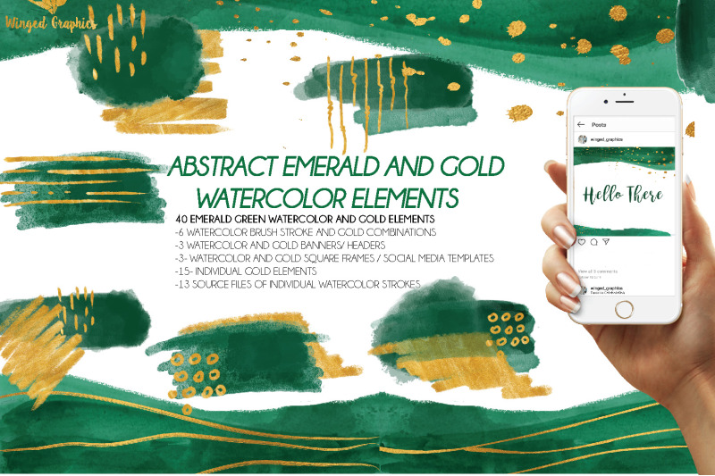 40-abstract-modern-emerald-green-and-gold-watercolor-elements-brush
