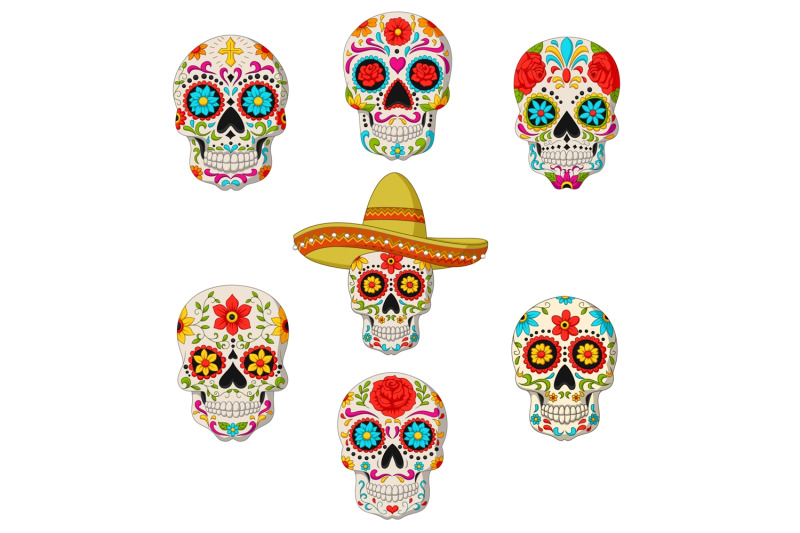 mexican-sugar-skulls-clipart-set-graphic