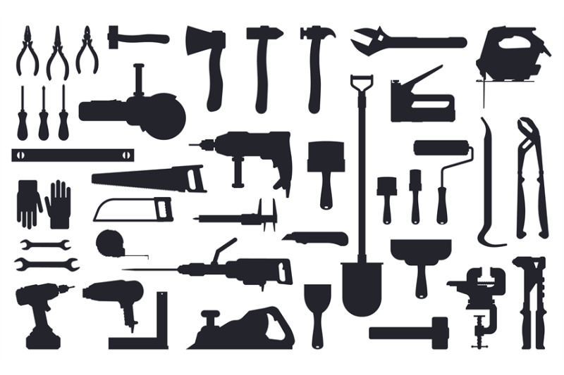 tools-silhouette-working-construction-and-repair-tools-ax-shovel-an