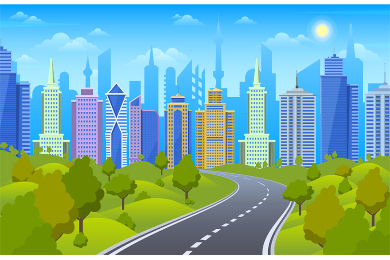 roadside-cityscape-urban-highway-with-city-skyline-and-park-area-dow