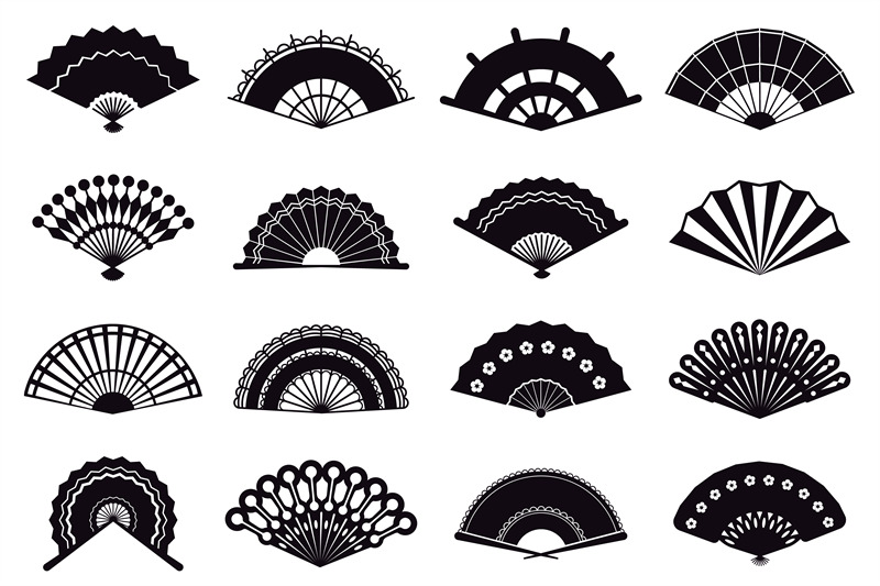 hand-fans-silhouette-asian-traditional-paper-folding-hand-fans-graph