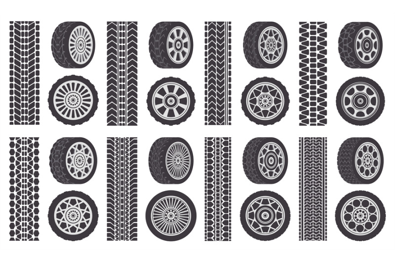 car-wheel-tires-track-traces-automobile-wheel-rims-auto-vehicle-tre