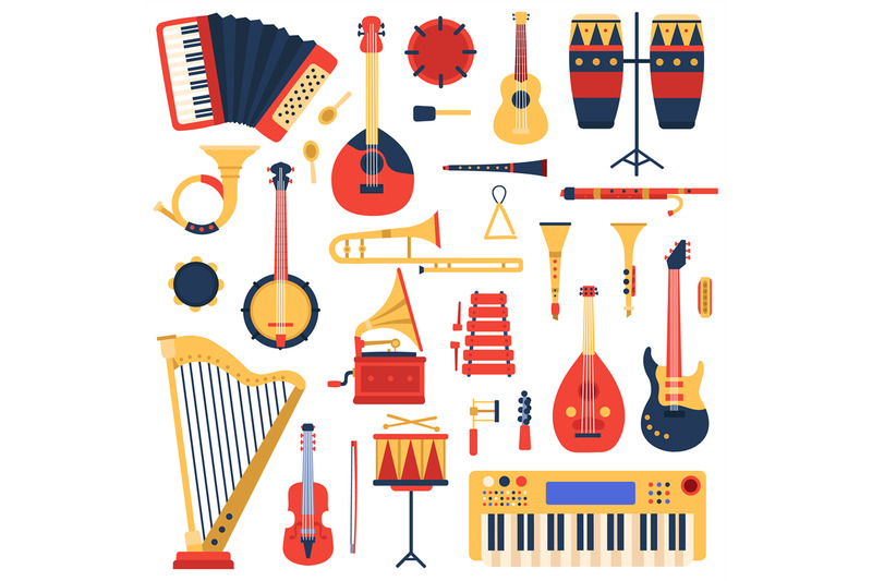 musical-instruments-cartoon-doodle-music-guitar-drums-piano-synthes