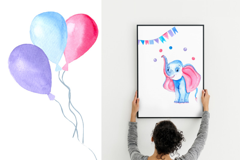 watercolor-clipart-of-4-cute-elephants