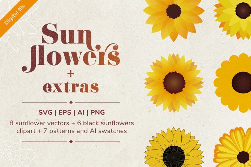 Sunflowers vector, Sunflower patterns, sunflower svg, AI ...