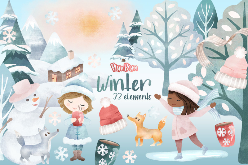 winter-watercolor-cliparts