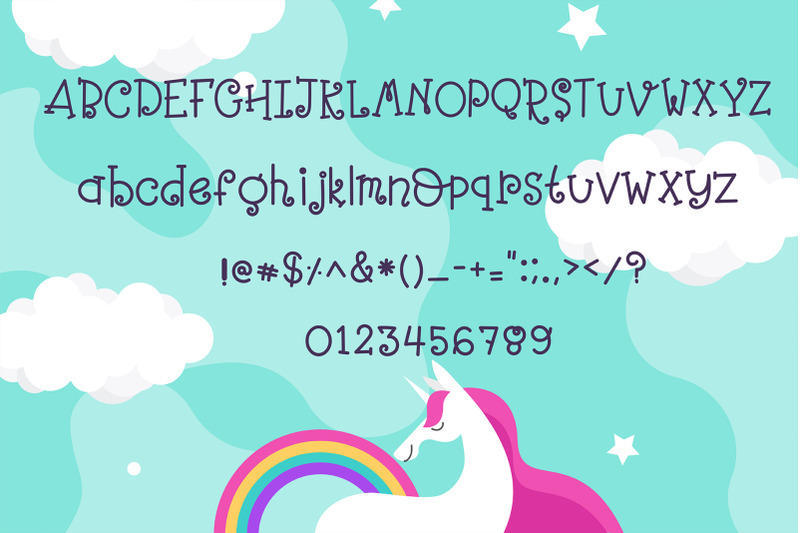 girly-unicorn-font-handwritten-cute-kid-font-kawaii-style