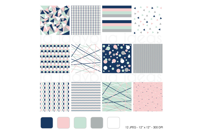 multicolor-triangles-digital-papers-geometric-wallpapers-navy-and-bl