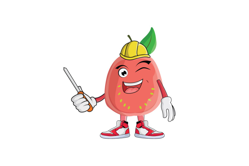 guava-construction-worker-fruit-cartoon-character-design