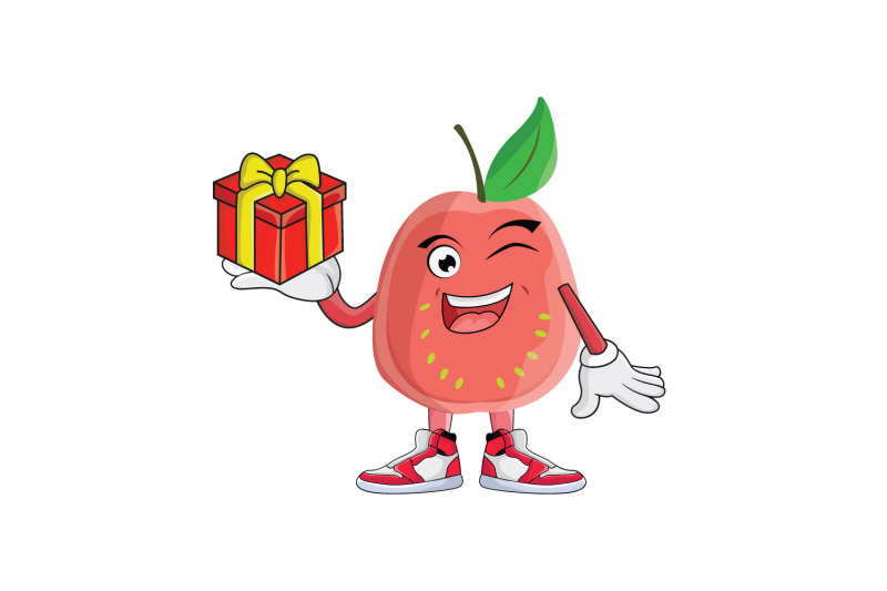 guava-with-gift-fruit-cartoon-character-design