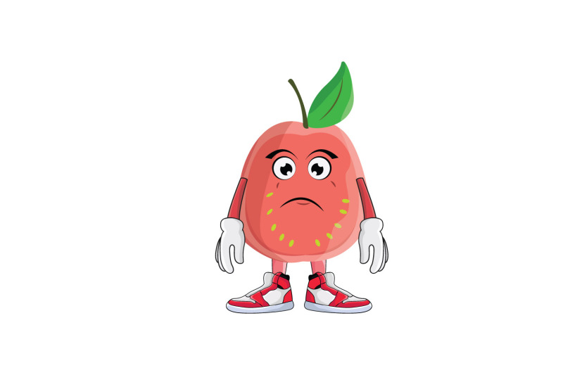 guava-sad-frown-fruit-cartoon-character-design