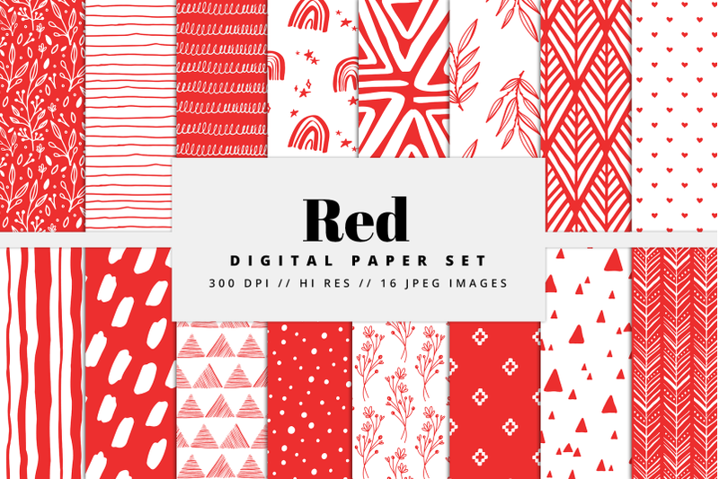 red-digital-paper-set
