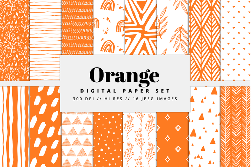 orange-digital-paper-set