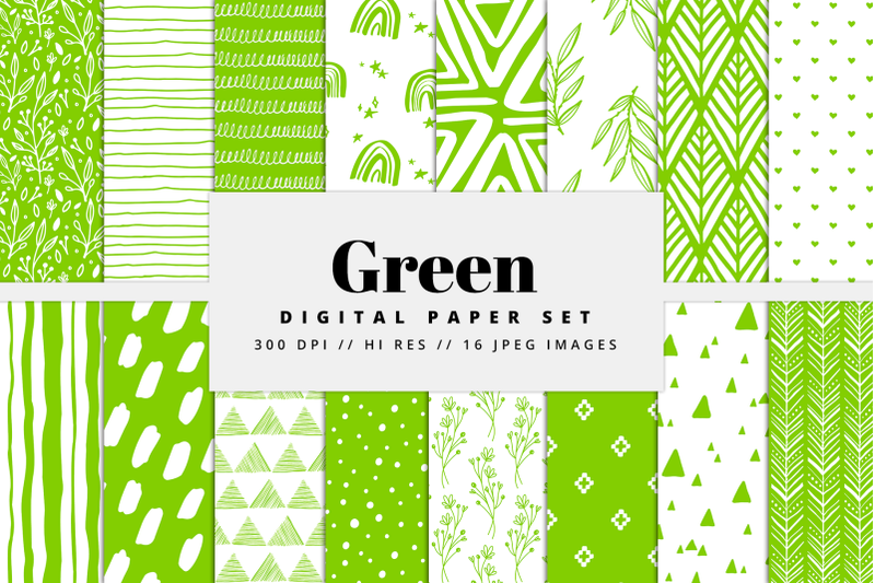 green-digital-paper-set
