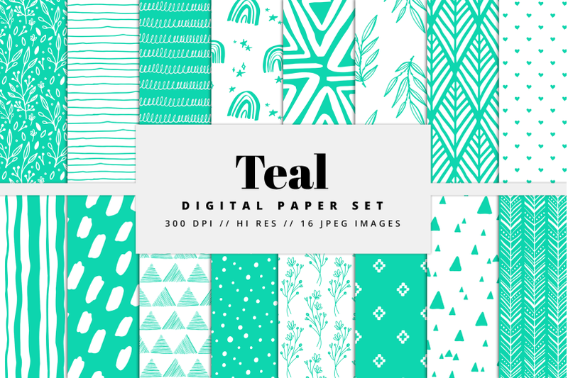 teal-digital-paper-set