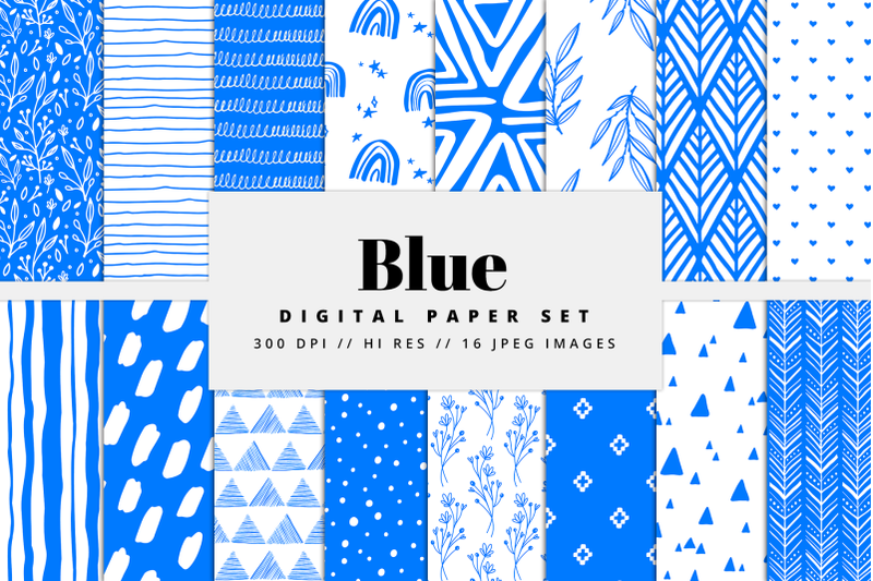 blue-digital-paper-set