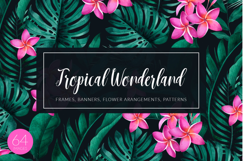 tropical-plants-and-flowers-set