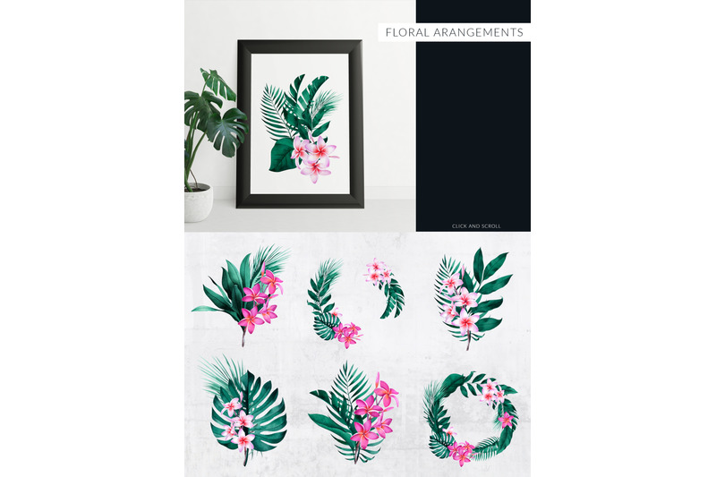 tropical-plants-and-flowers-set