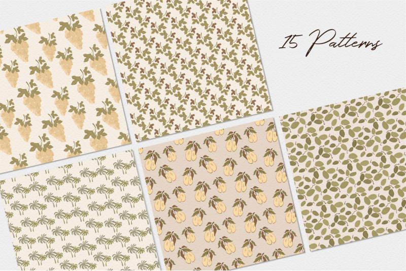 exotic-fruits-amp-tropical-leaves-seamless-patterns