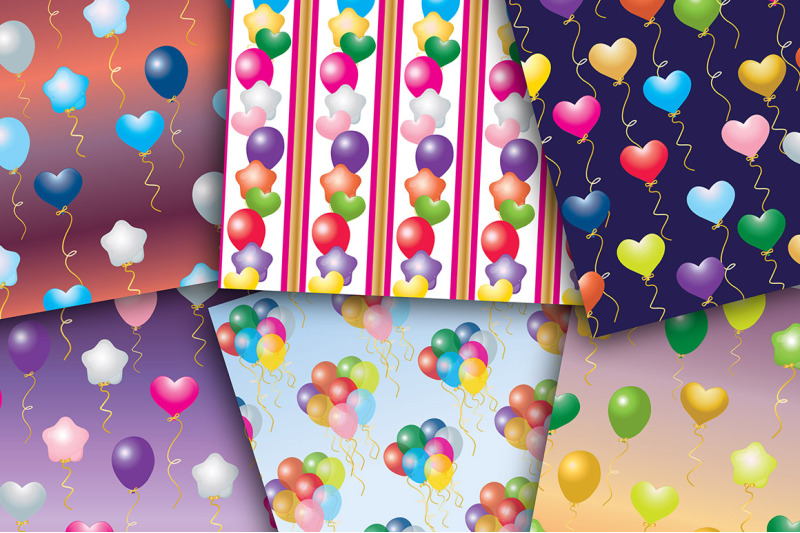 balloons-set-digital-paper-stars-hearts-scrapbook-paper-background