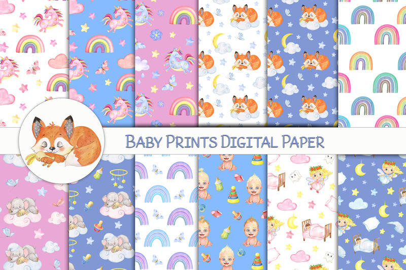nursery-digital-papers-baby-papers-rainbow-digital-paper-newborn