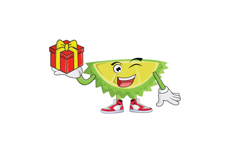 durian-with-gift-fruit-cartoon-character-design