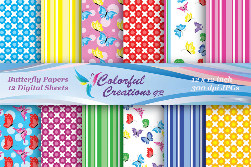 butterfly-set-digital-paper-butterfly-paper-flower-pattern-stripes