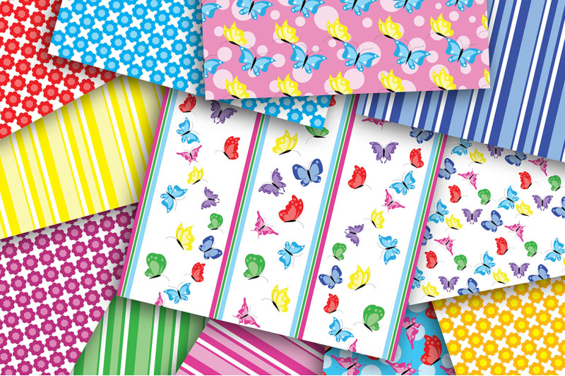 butterfly-set-digital-paper-butterfly-paper-flower-pattern-stripes