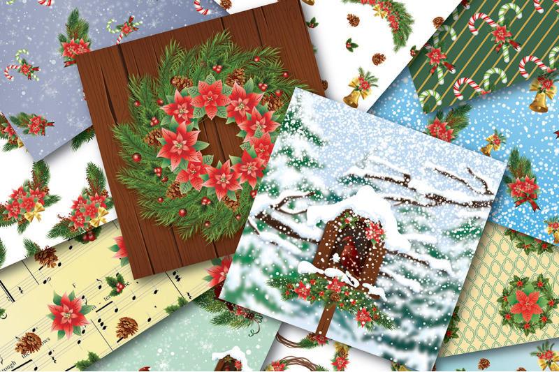 christmas-digital-papers-christmas-poinsettia-scrapbook-papers-poins