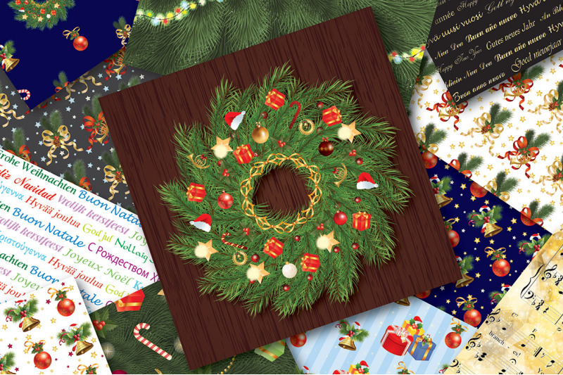 christmas-digital-papers-christmas-scrapbook-papers-christmas-wreath