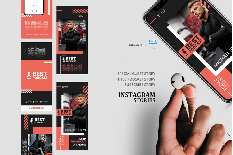 podcast-instagram-stories-and-post-keynote-template-fitness-podcast