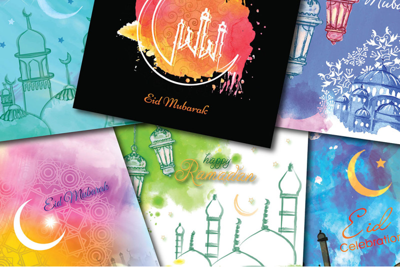 eid-mubarak-digital-papers-watercolor-islamic-designs-muslim-scrapbo
