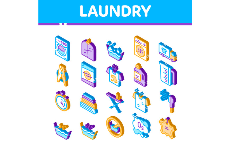 laundry-service-vector-isometric-icons-set