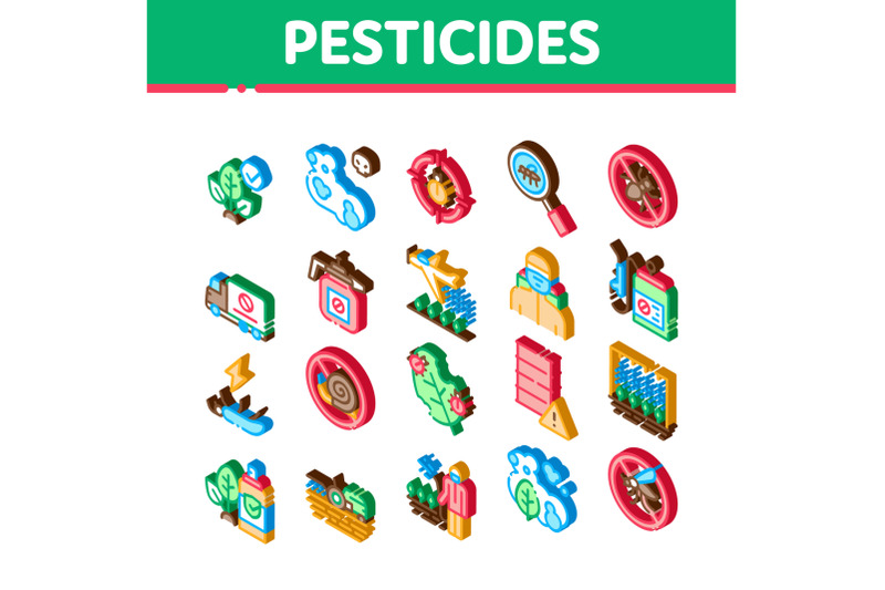 pesticides-chemical-isometric-icons-set-vector