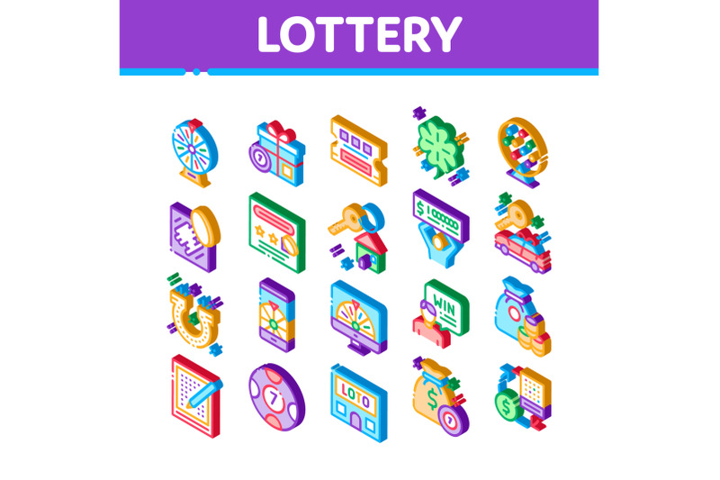lottery-gambling-game-isometric-icons-set-vector