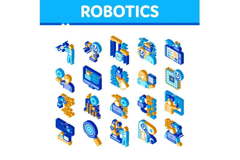 robotics-master-isometric-icons-set-vector